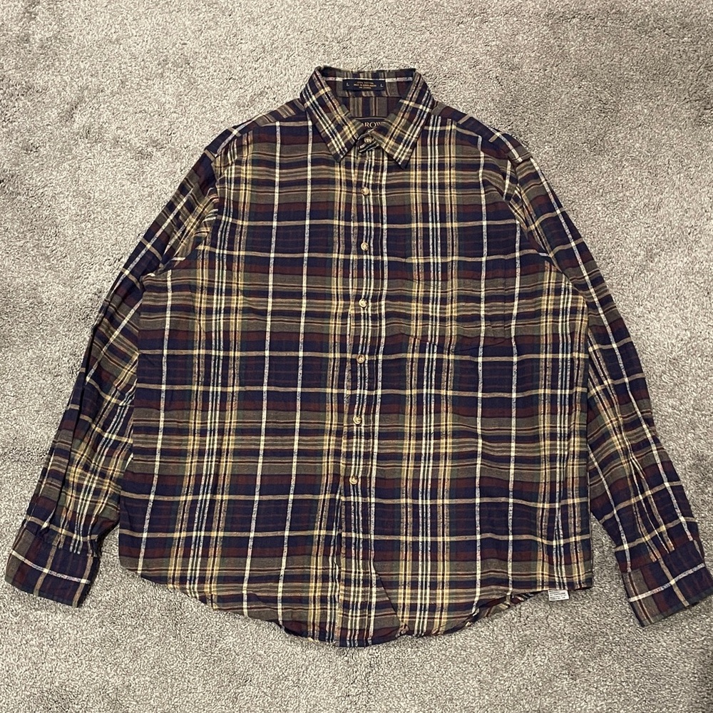Vintage ARROW Lightweight Plaid Flannel Shirt Men's Shirt - Multicolor